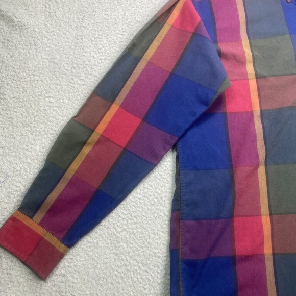 Vintage Roundtree Yorke Shirt Mens Large Long Sleeve Plaid Single Needle 90s - Picture 6 of 13